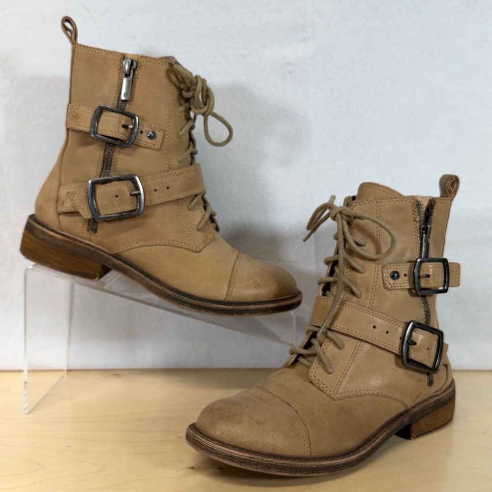Lucky Brand Women's LK Nolan Leather Lace Up Buckle Ankle Boots Size 6M
